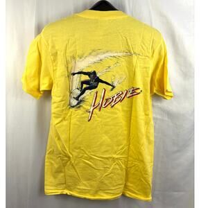 Vtg Rare Hobie Surfer Graphic Tee Made in USA Single Stitch Yellow LARGE 1980s